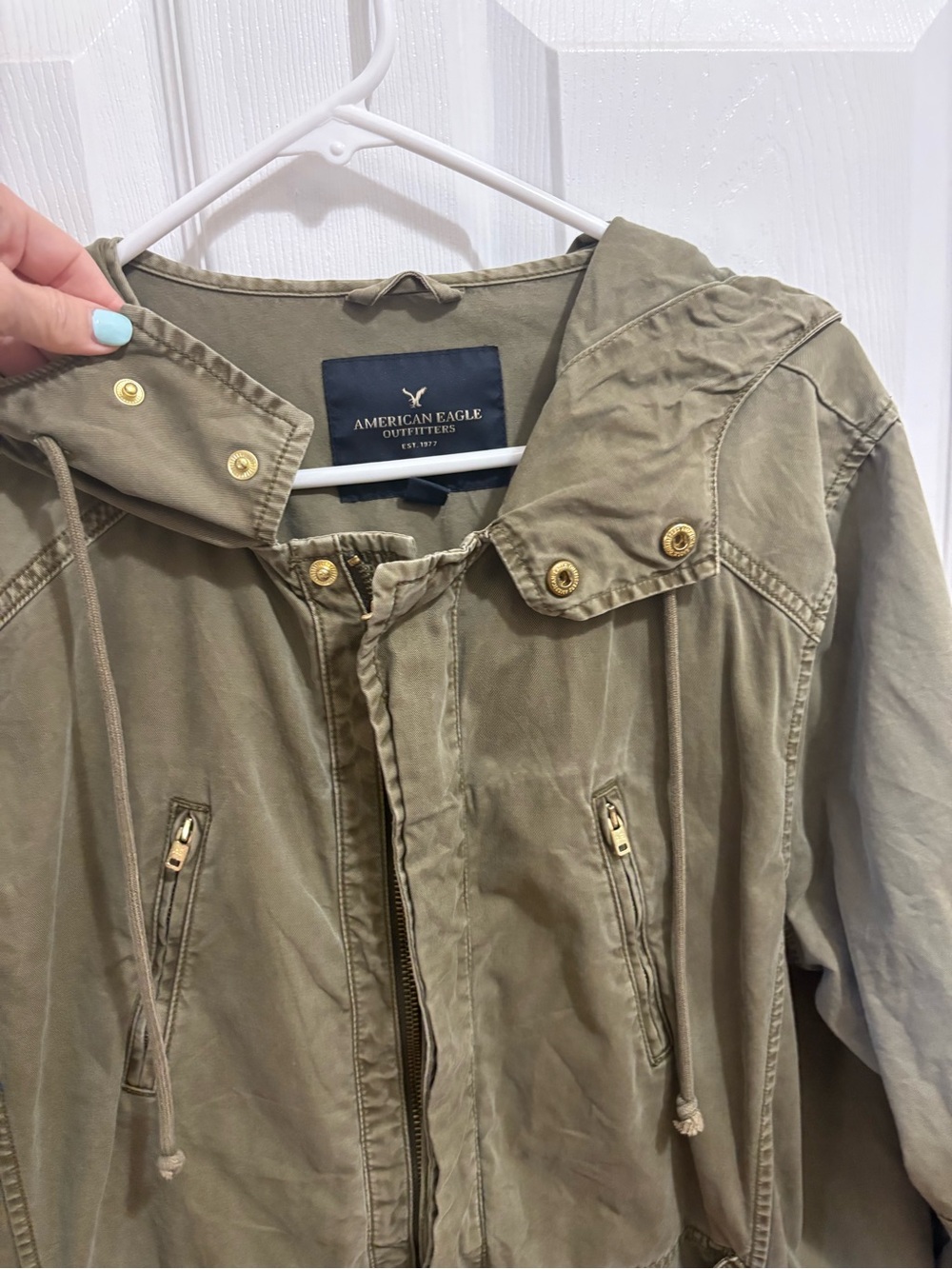 American Eagle Outfitters Olive Utility Hooded Jacket - Picture 3 of 8